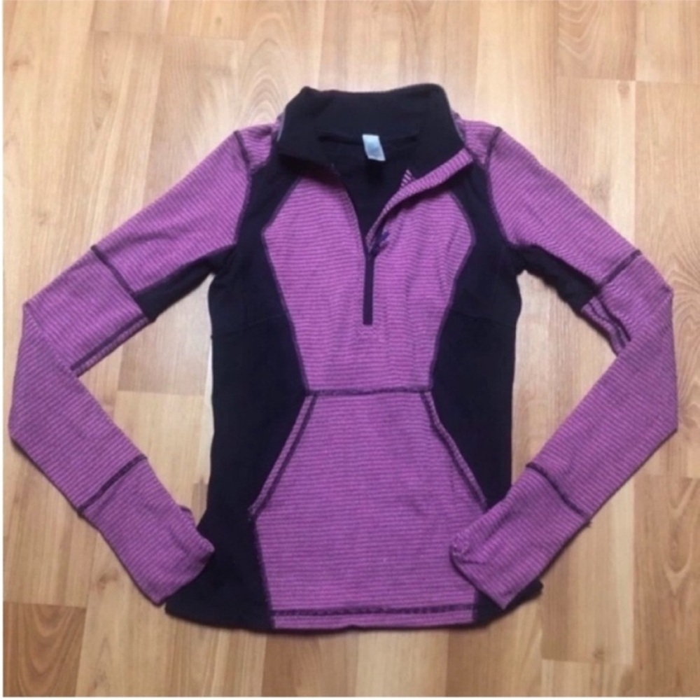 Ivivva Purple pink stripe quarter zip girls 14 women’s 2 4